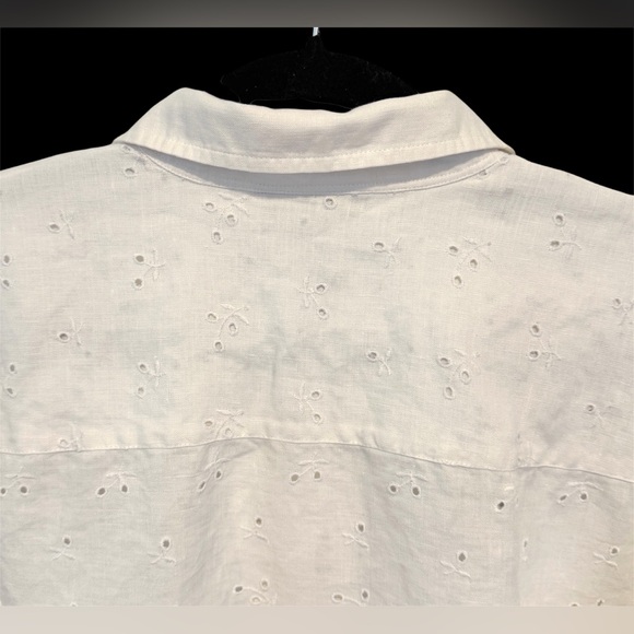 Lauren Ralph Lauren 100% Linen White Eyelet Top Shirt Scalloped Womens Plus 2X - Picture 9 of 12